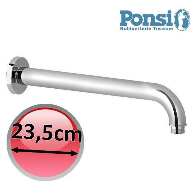 Bras de douche rond, 235 mm de large, en laiton chromé - Ponsi