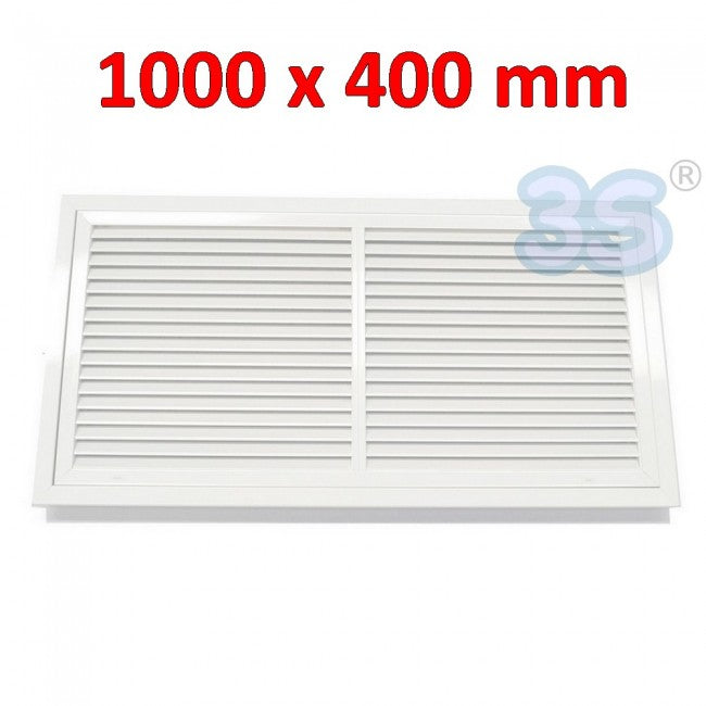 Grille en aluminium blanc 1000 x 400 mm avec filtre inclus - Ouverture par pression