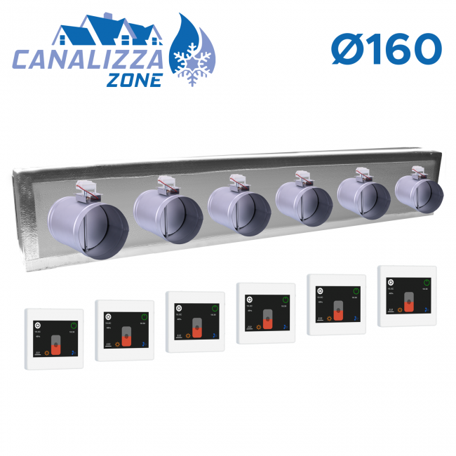 CANALIZZA.ZONE 2.0 WiFi - Plénum motorisé pour distribution d'air 6 zones Ø 160 mm - C-TOTAL non inclus