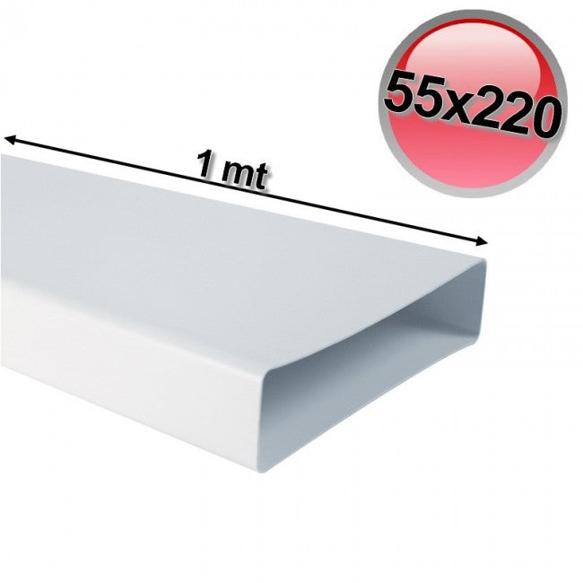 Conduit d'air rectangulaire plat 55 x 220 mm L. 1 m Hotte de cuisine VMC