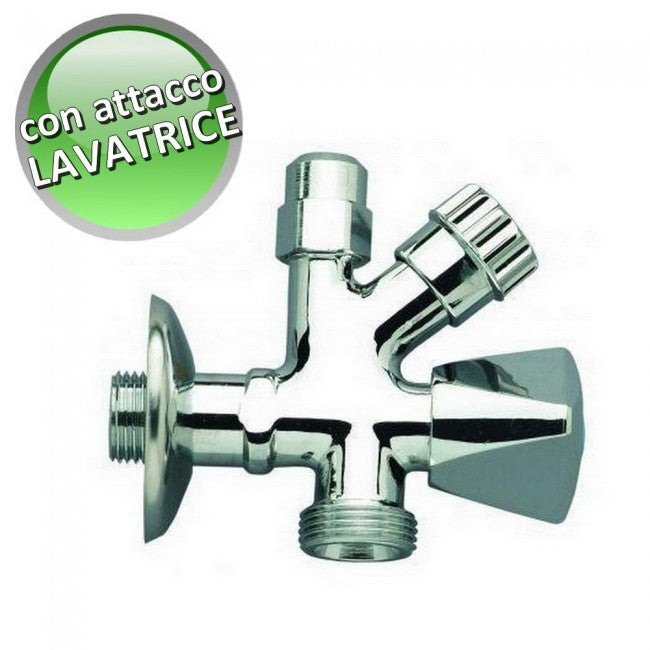 Robinet d'évier double fermeture avec raccord lave-vaisselle - chrome 1/2''