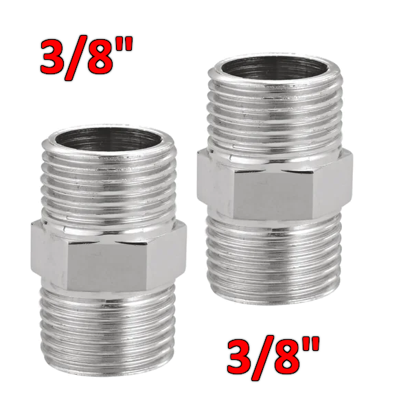 CHROMED BRASS EXTENDED NIPPLES 3/8'' x 3/8'' WITH CHROME PLATE - PAIR