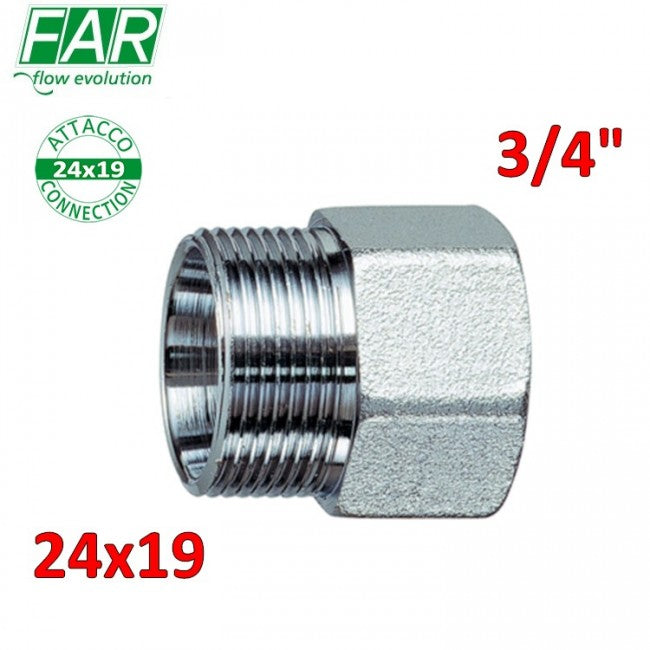 5060 - Raccord femelle droit Niplex chromé mat 3/4'' x 24x19 - FAR