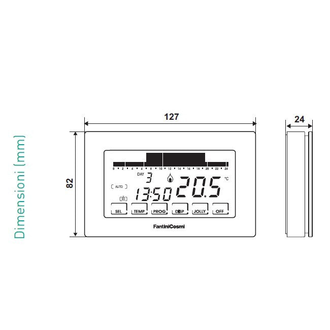 CH180 - Fantini Cosmi Weekly Programmable Thermostat Backlit Touch Screen