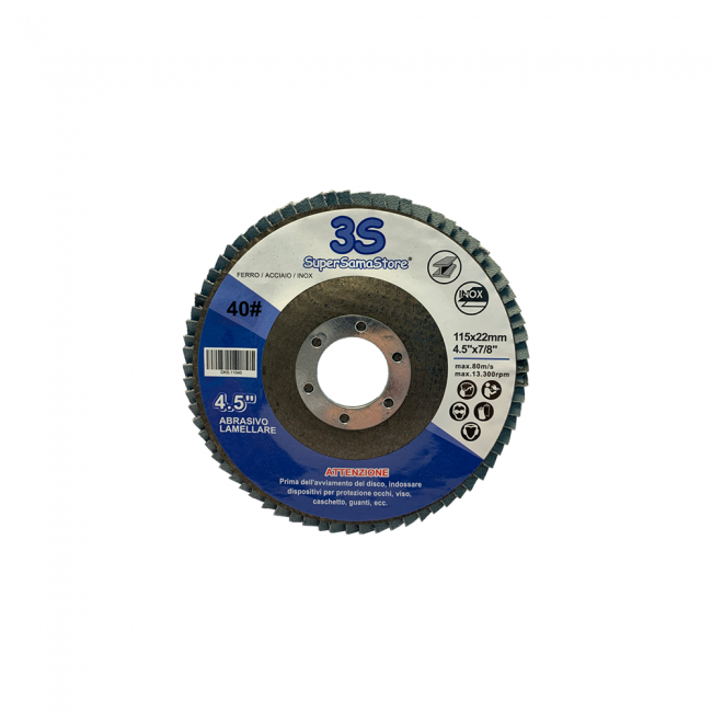 Disque à lamelles - meule en acier inoxydable, acier au carbone ou fonte Ø 115 x 22,23 mm pour affûtage flexible