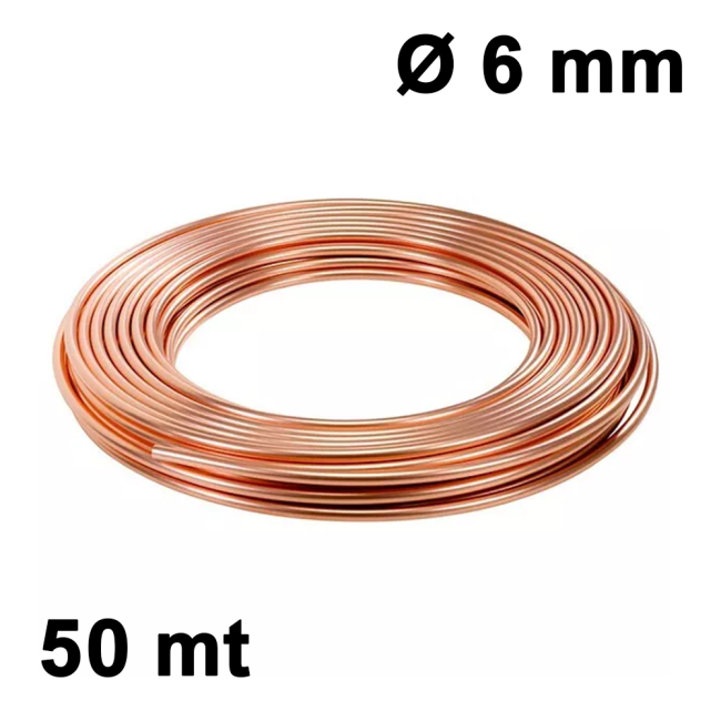 50 m Ø 6 mm Copper Tube Coil - for refrigeration