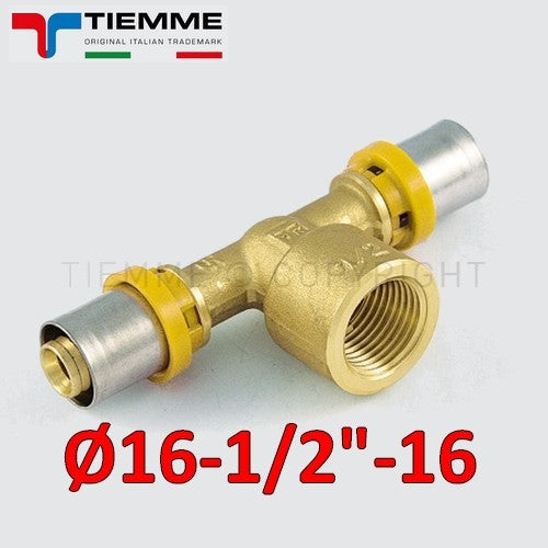 Multicouche pour gaz - Raccord en T Ø 16 x 1/2'' x 16 mm