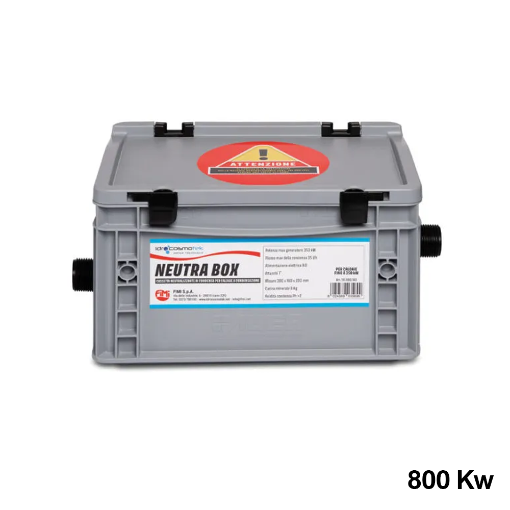 Neutral housing for condensate neutralizer for condensing boilers up to 800 kW