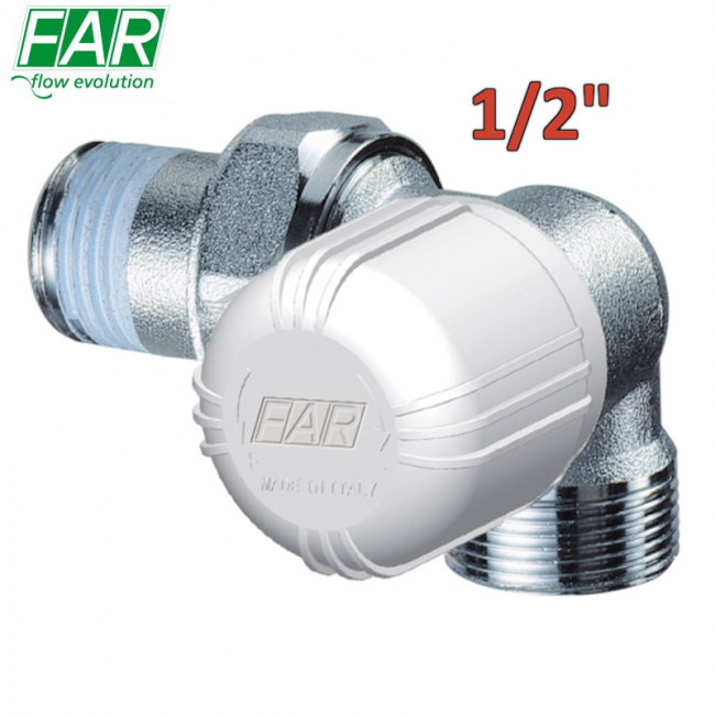 1616 - Vanne thermostatique à double angle 1/2'' avec angle gauche, commande verticale, raccordement cuivre - FAR