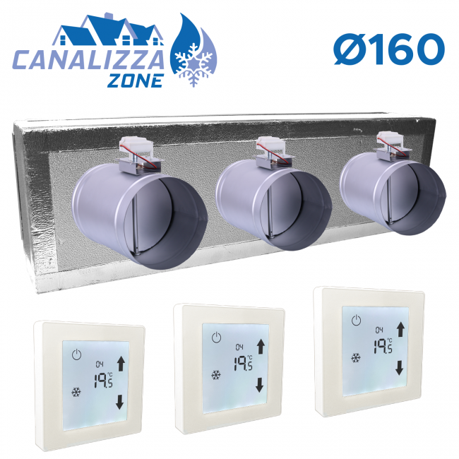 CANALIZZA.ZONE 2.0 - Plénum motorisé pour distribution d'air 3 zones - Ø 160 mm - C-TOTAL non inclus