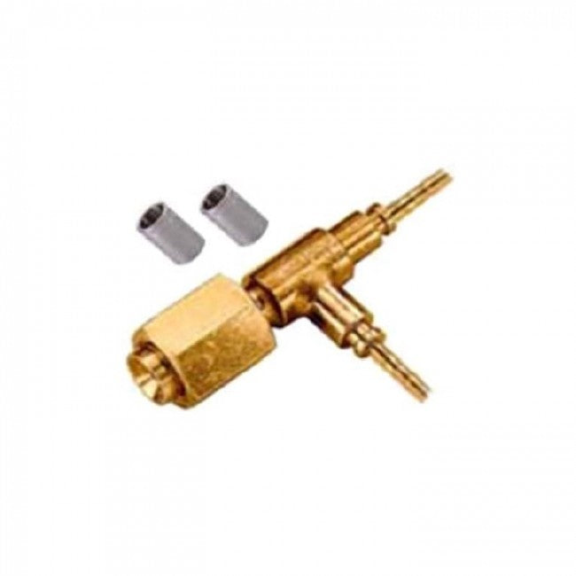 Raccord en T avec filetage femelle 1/4 SAE pour tube capillaire thermoplastique Ø 2,0 x 5,9 mm