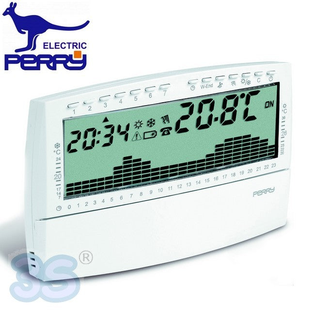 Perry 1CRCR018BS - White UP & DOWN Series Wall-Mounted Digital Weekly Thermostat