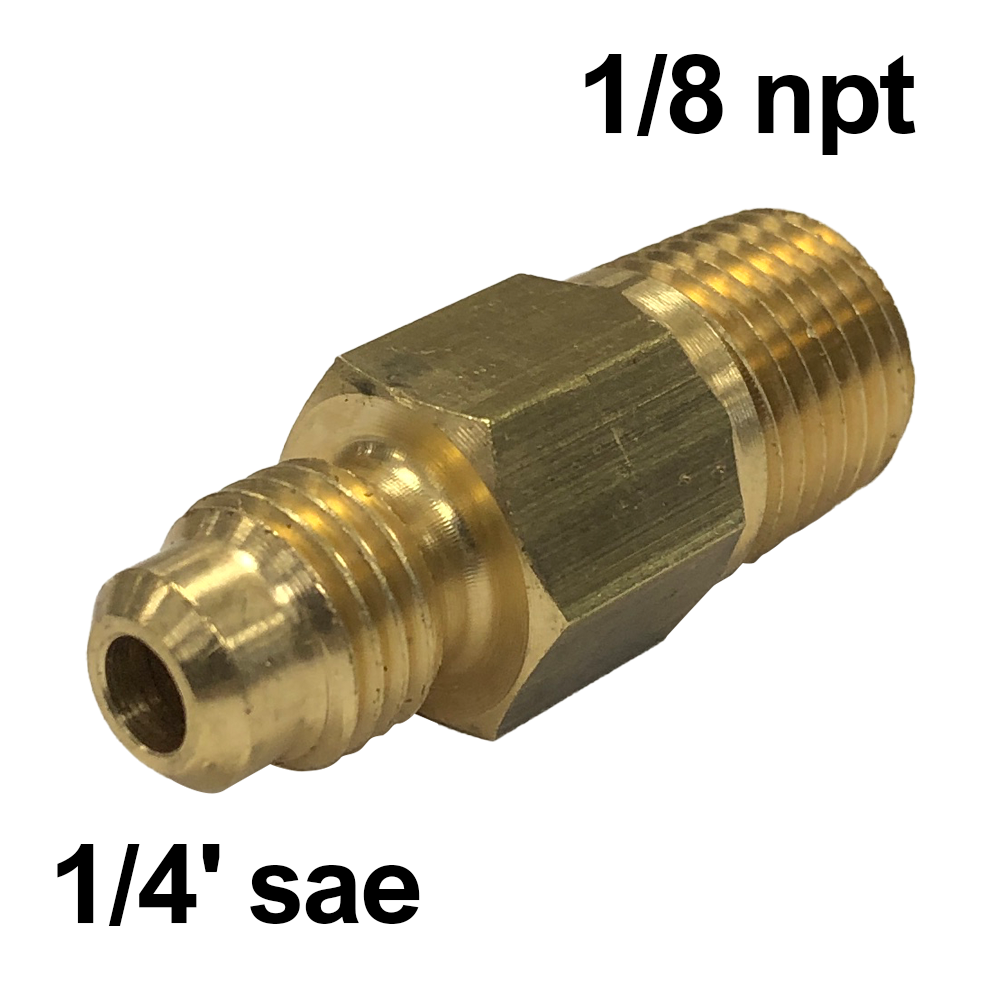 Straight brass fitting 1/4" SAE x 1/8" NPT male male