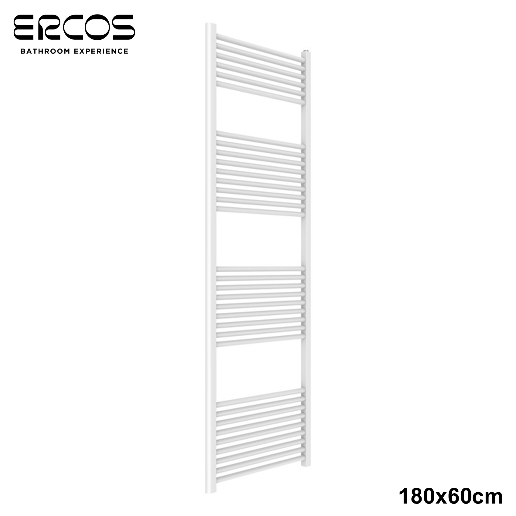 Ercos Opera white heated towel rail 180x60 cm 55 center distance