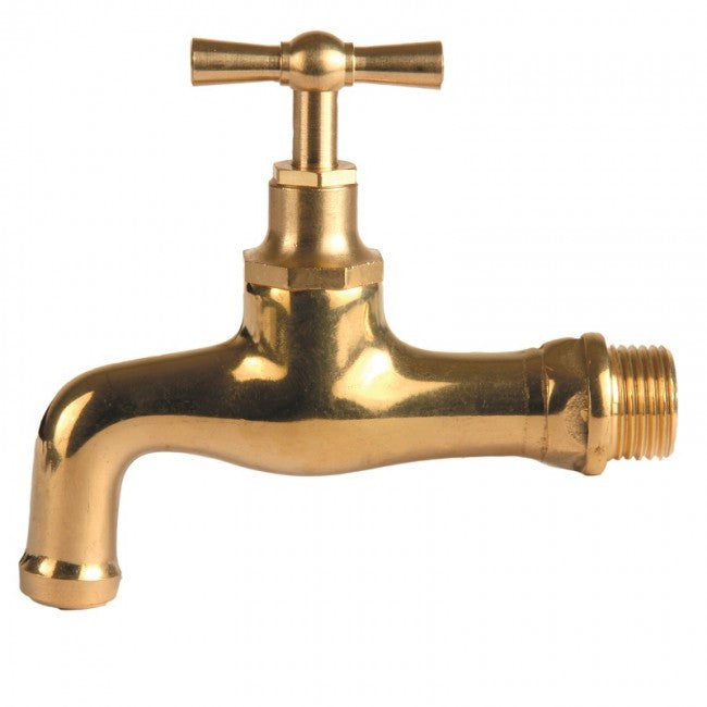 Robinet de fontaine rétro 1/2" en laiton poli - avec extrémité estampée