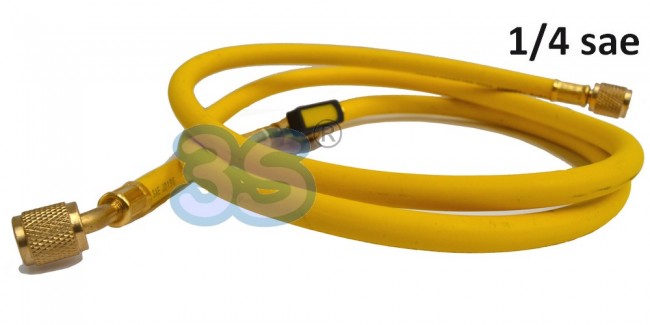 Tuyau flexible avec robinet SAE 1/4 intégré - JAUNE