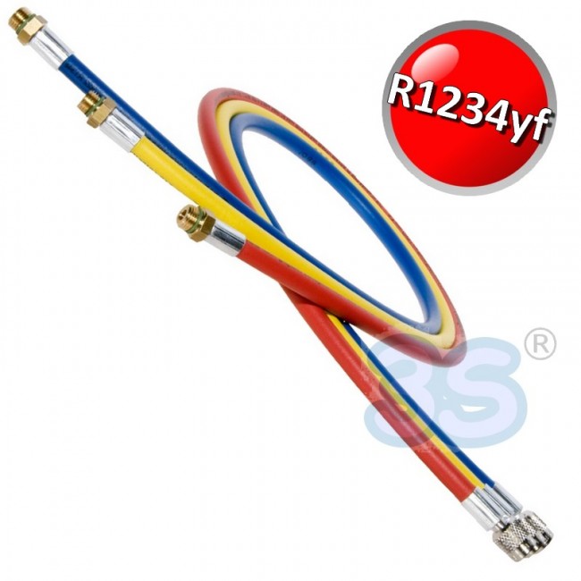 Jeu de 3 tuyaux de 200 cm pour gaz R1234YF - Raccord femelle SAE 1/4'' x M12x1,5 - Automobile