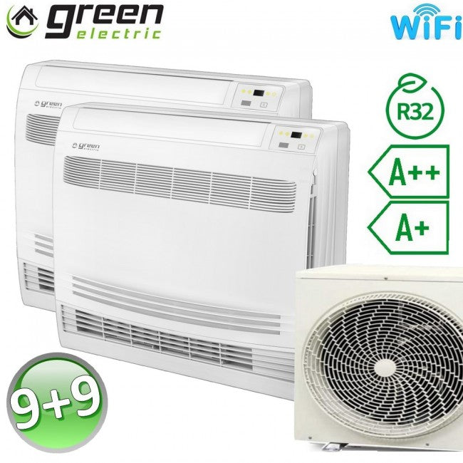 Climatisation double console au sol Green Electric EVO / 2.5 kw + 2.5 kW / 9000 +9000 Btu / R32 A++/A+