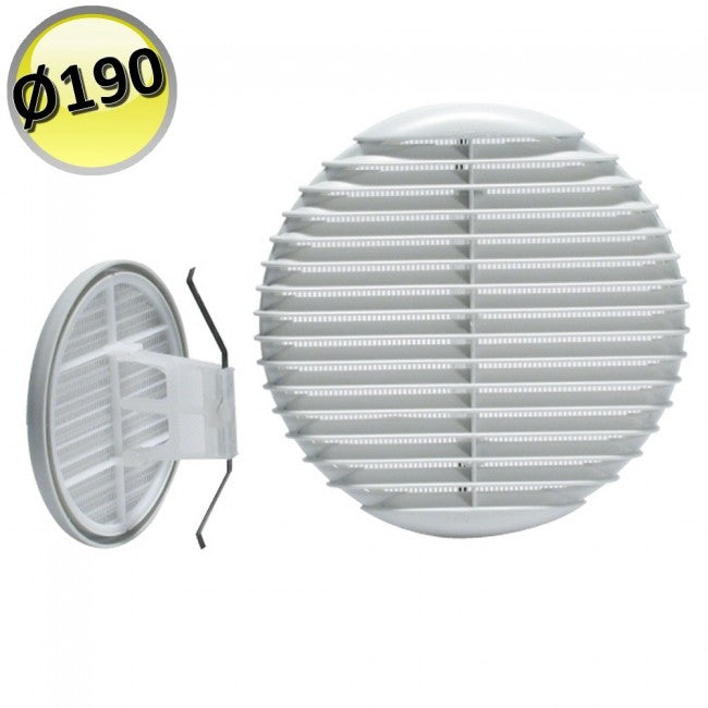 Grille de ventilation Ø 190 mm en plastique avec maille et ressorts