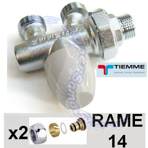 Vanne TIEMME 1/2'' à tube unique avec adaptateurs pour tube en cuivre de 14 mm