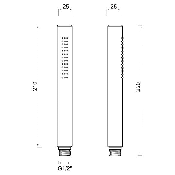 Pommeau de douche à manche ABS avec raccord GM 1/2" - BNDOCCD25 Ponsi