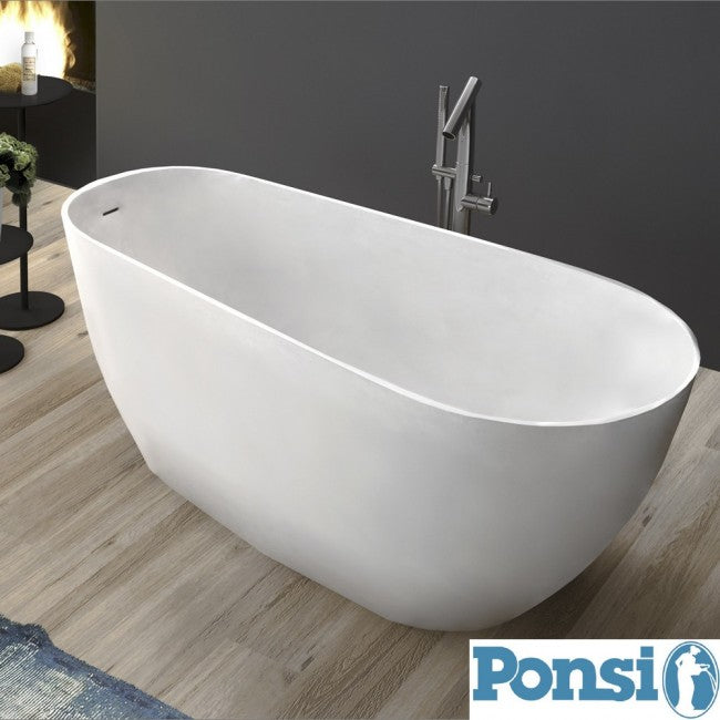 Baignoire Ponsi BETA en résine effet marbre avec structure de support - 170 x 70 cm