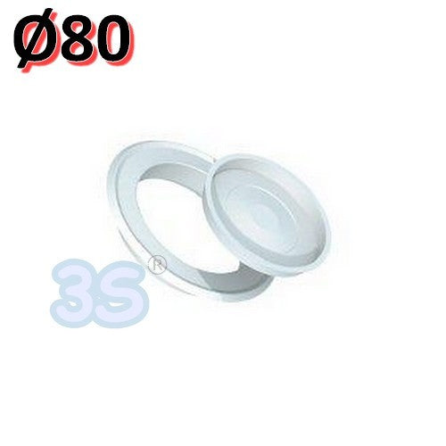 White sheet metal escutcheon with cap for Ø 80 mm pipes