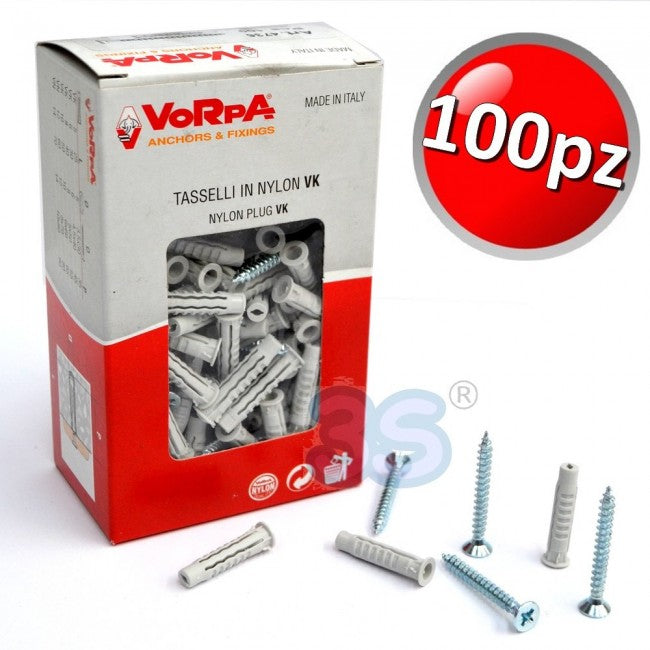 Kit de 100 vis et chevilles en nylon de 6 mm pour la fixation de conduits et diverses applications