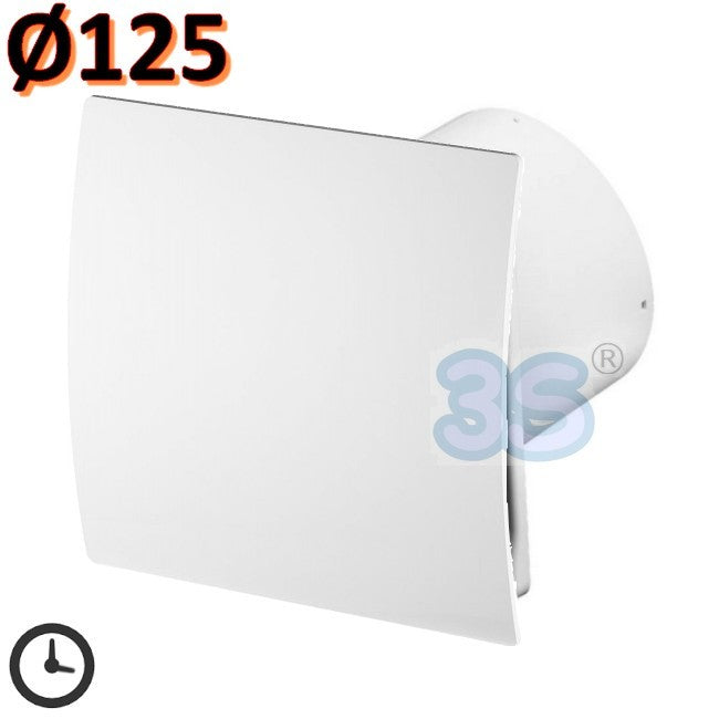 Ventilateur extracteur d'air domestique Ø 125 mm avec minuterie - façade blanche