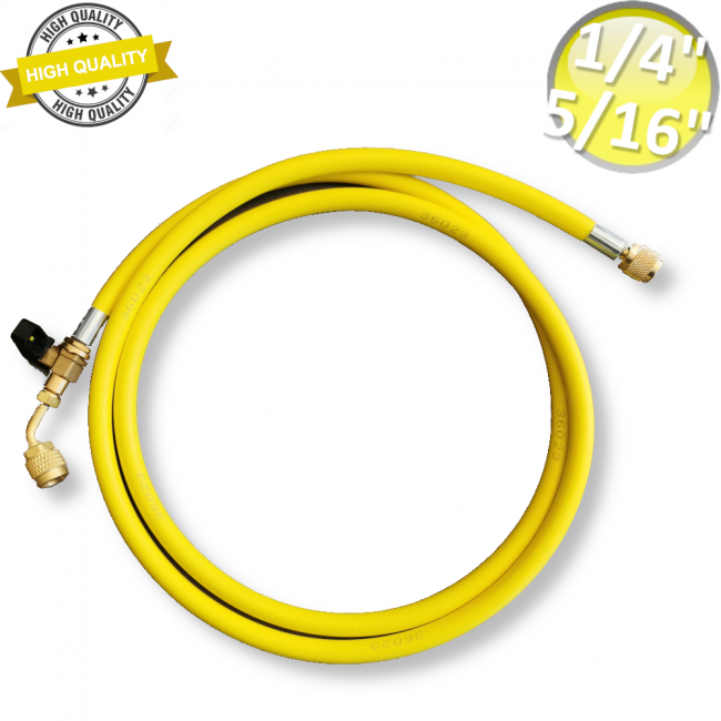 Tuyau flexible avec robinet 1/4'' x 5/16'' SAE Haute qualité 1800 mm - Couleur jaune