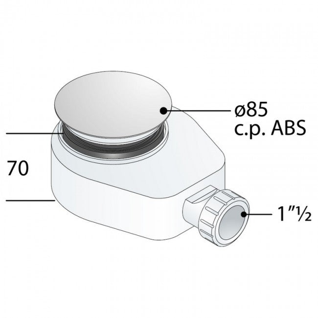 Bonde de douche en PP avec grille ABS pour receveur de douche avec trou de Ø 60 mm - TEA