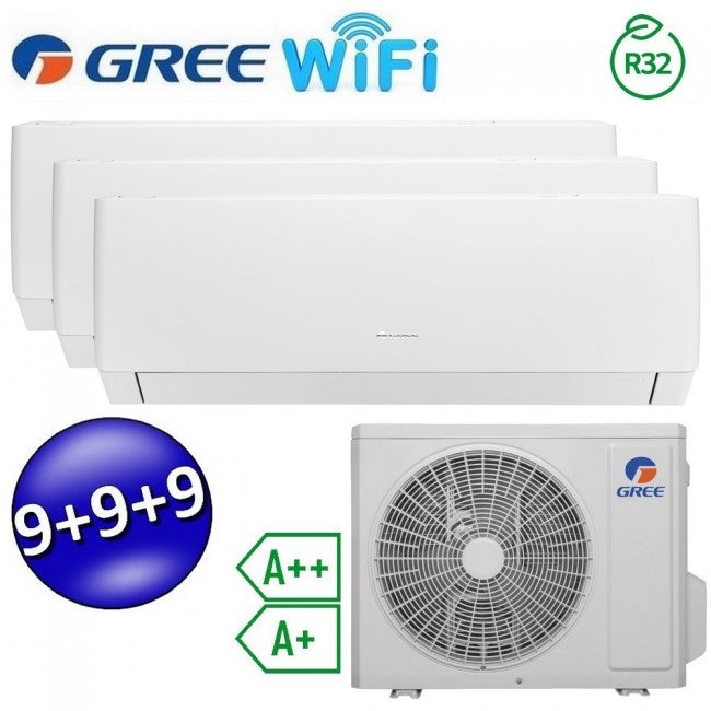 Climatiseur split PULAR à inverseur Wi-Fi 9000 + 9000 + 9000 Btu GREE R32 classe A++/A+ (essai)