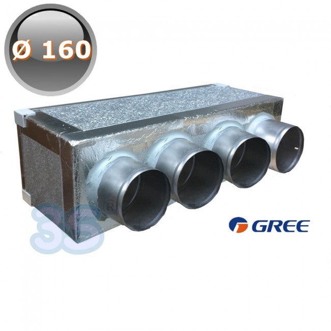 Plénum de distribution pour machines en PAL, 4 sorties Ø 160, pour systèmes gainés GREE by ARGO