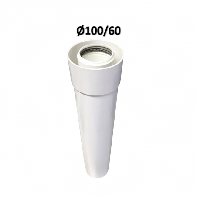 Coaxial flue pipe Ø 60/100 mm WHITE PVC PPS 100 CM for condensing boilers