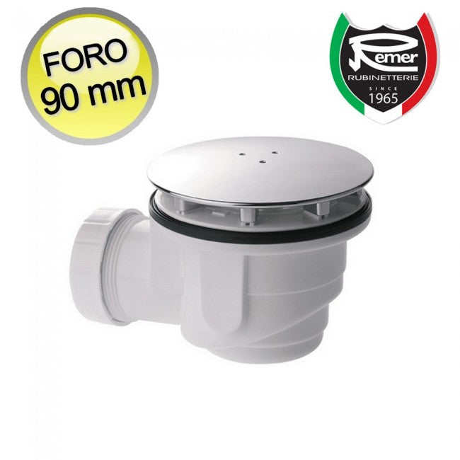 Bonde de douche à siphon avec trou de 90 mm et grille chromée