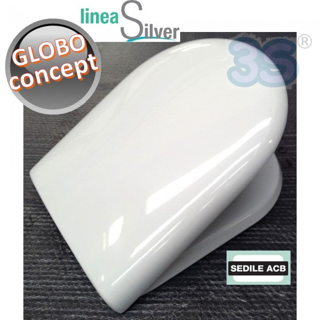 CONCEPT Abattant de toilette Ceramica Globo enveloppant en thermodurcissable - ACB Ercos Argent