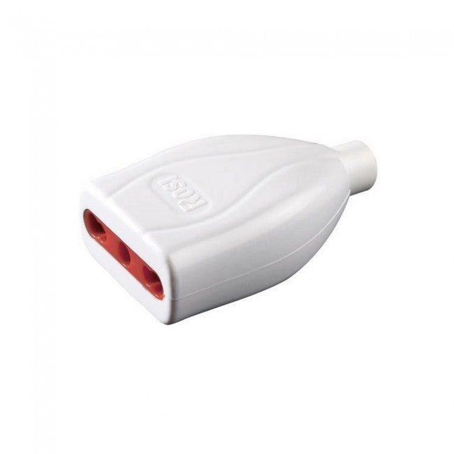 Prise mobile domestique droite Emilia 250 V 2P+T 16 A, couleur blanche
