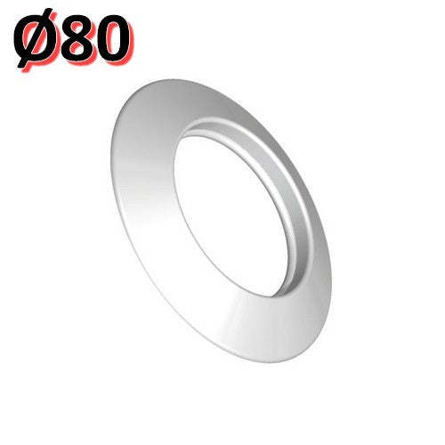 White silicone rubber wall rosette for pipes Ø 80 mm