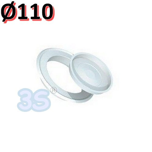 White metal wall rosette with cap for Ø 110 mm pipes