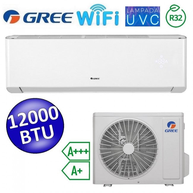 Climatiseur split monobloc R32 AMBER PLUS WiFi Gree 12000 Btu A+++/A+ Lampe de stérilisation UVC
