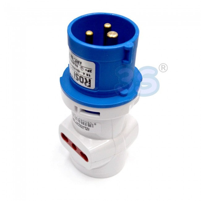 Adaptateur secteur 16 A triphasé IP20 avec prise Schuko