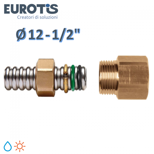 Raccord rapide en laiton Ø 12 - 1/2'' fileté F avec double joint torique pour eau et solaire - Eurotis