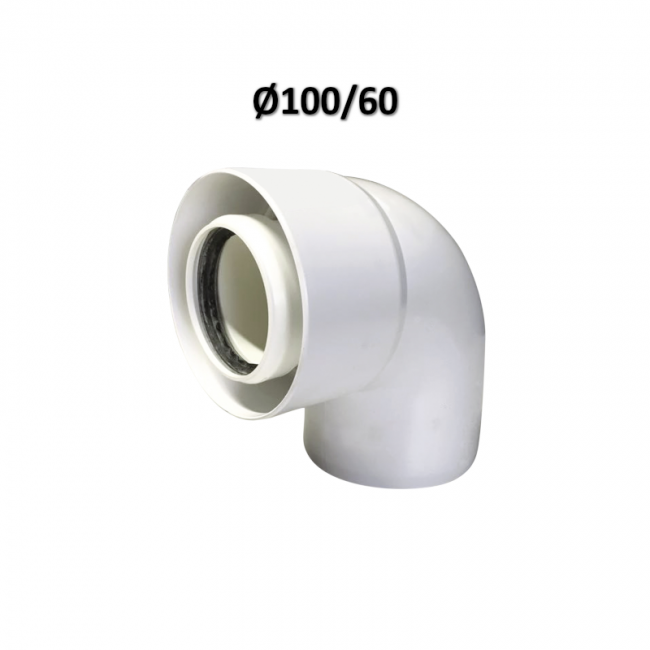 90° COAXIAL ELBOW Ø 60/100 mm WHITE PVC/PPS for condensing boilers