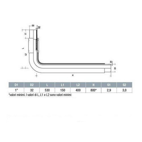 Technojoint straight transition piece Ø 32 x 1'' coated for gas welding