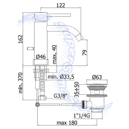 Robinet mitigeur de lavabo Paffoni Light LIG075 avec bonde de 1 1/4".