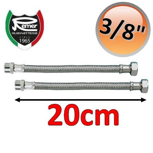 Pair of FLEXITALY 20cm Water Hoses - 3/8 Male Female