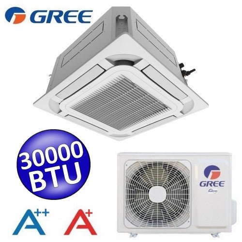 Climatiseur cassette Gree 30000 BTU 8 voies U-MATCH 6 - vue dessous avec panneau TF06