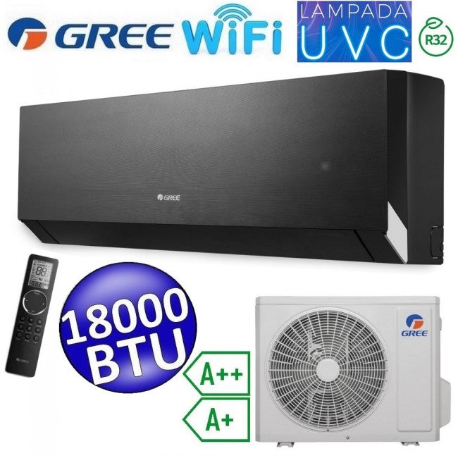 Climatiseur mono-split Gree CLIVIA Black WiFi R32 18 000 BTU A++/A+ avec lampe de stérilisation UVC