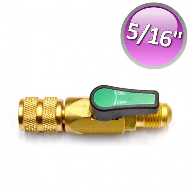 Vanne à bille pour gaz réfrigérant, volant SAE 5/16'' Vert