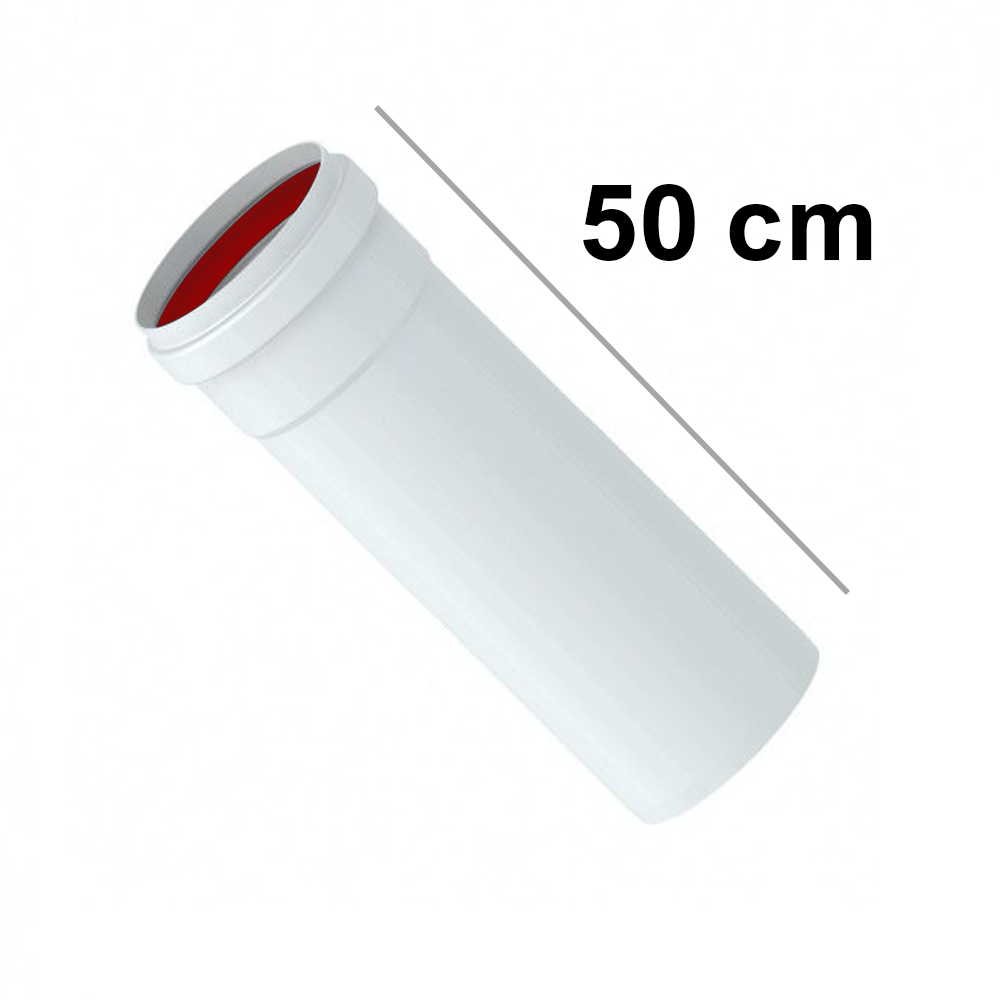 Tube linéaire en aluminium extrudé de 50 cm, blanc, Ø 80 mm pour chaudières